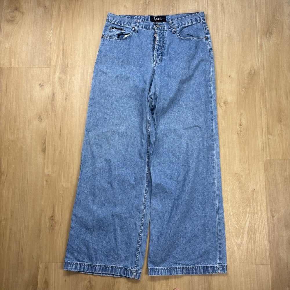 Vintage LEI Baggy Jeans Womens Size 34x31 Light Wash Blue Button Fly 90s